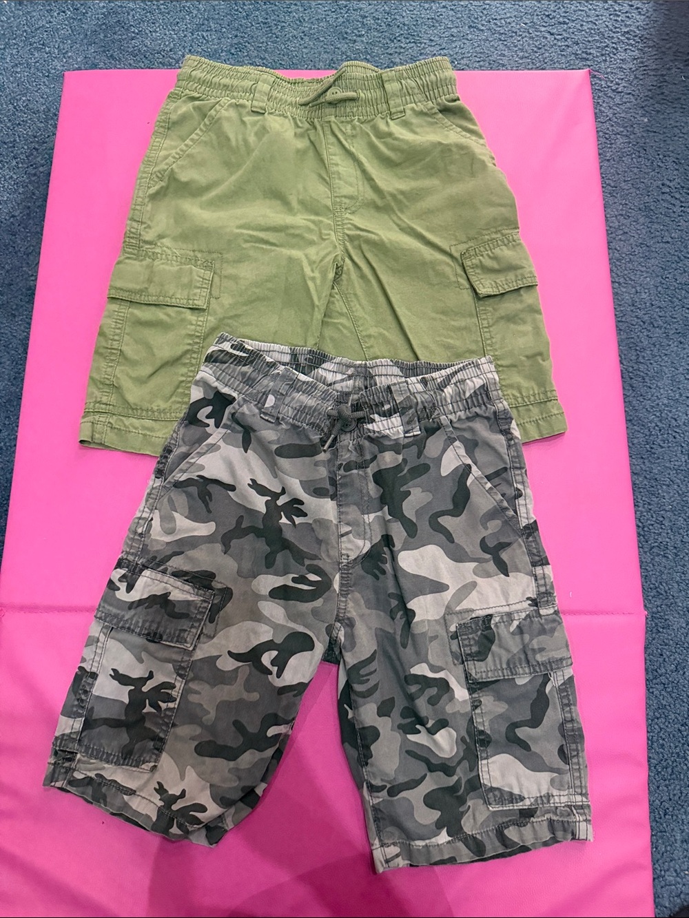 Place Boys Cargo Shorts 2-Pack - Olive & Gray Camo